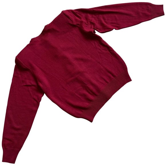 Aurora Mosquera (Spain) Interlock Knit Wool Cuff Sleeve Cardigan Burgundy : S - Picture 2 of 2